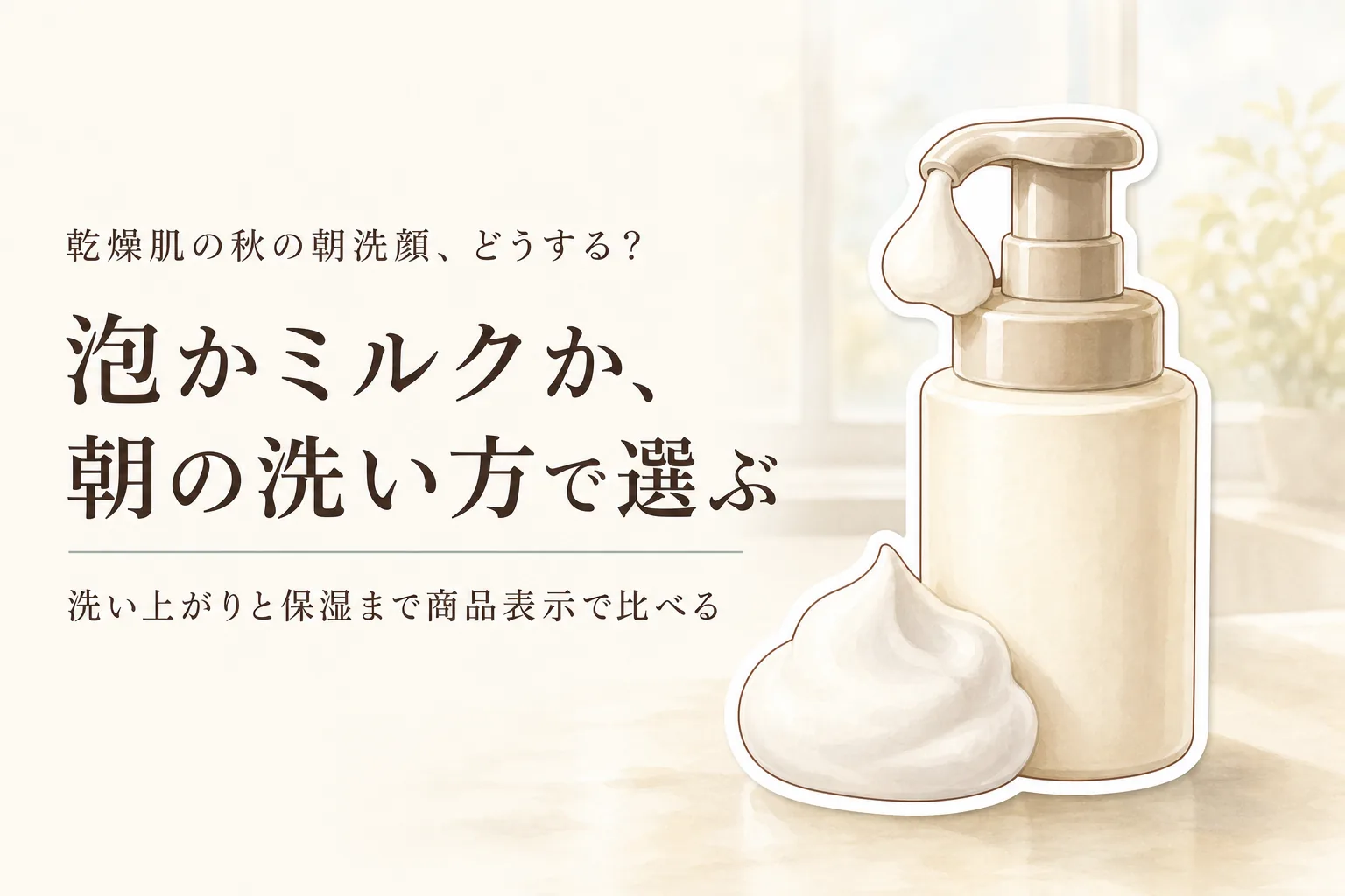 泡洗顔と洗顔ミルク、乾燥肌の秋の朝はどっち？洗い方と保湿感で選ぶ
